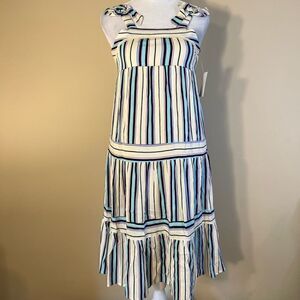 NWT! Girls Tilt Off White Aqua Purple Striped Boho Dress Small 7 - 8